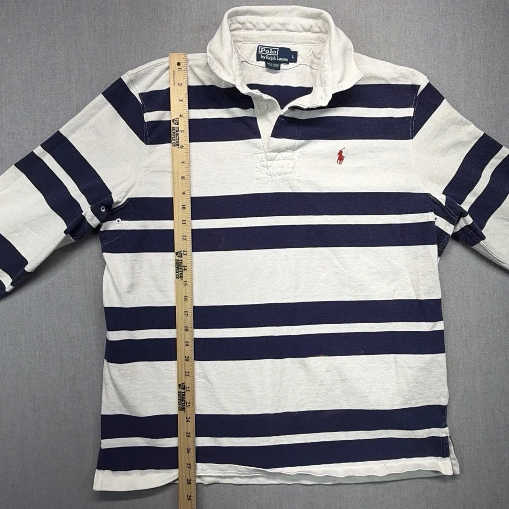 Vintage Polo Ralph Lauren Rugby Shirt Men Large Sailing Stripe Long Sleeve Pony